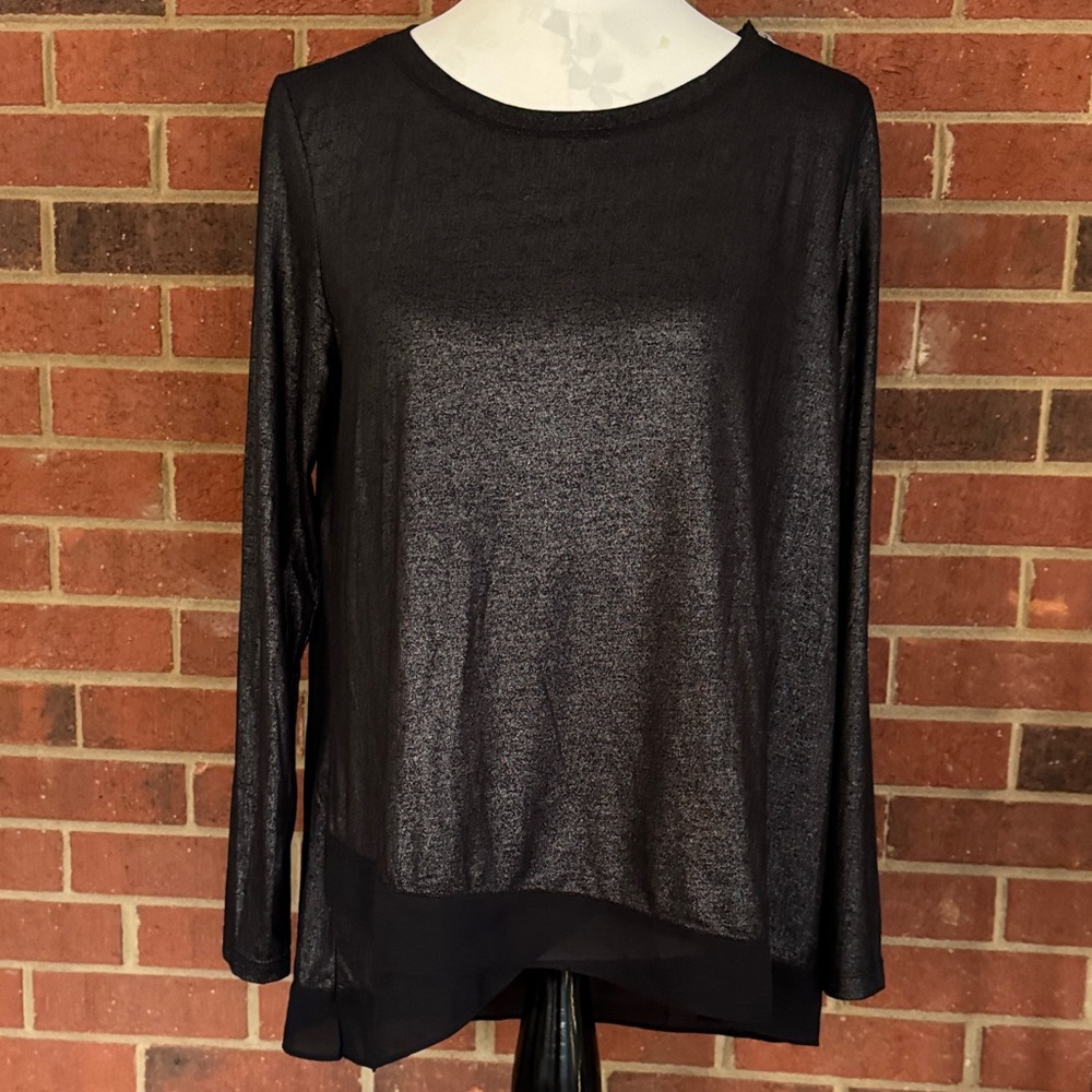Jones New York Shimmering Black Long Sleeve Top
